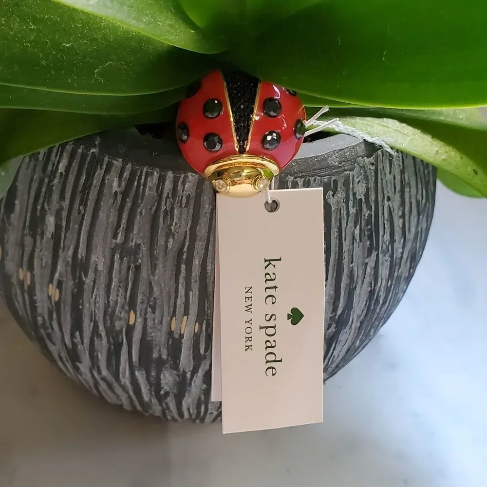 Kate Spade Black Pave Crystal Lady Bug Ring SIZE 7 - NEW